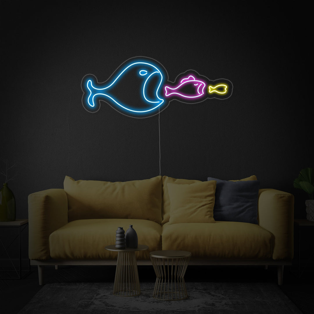 "Pesce Grande Mangia Pesce Piccolo" Insegna al neon