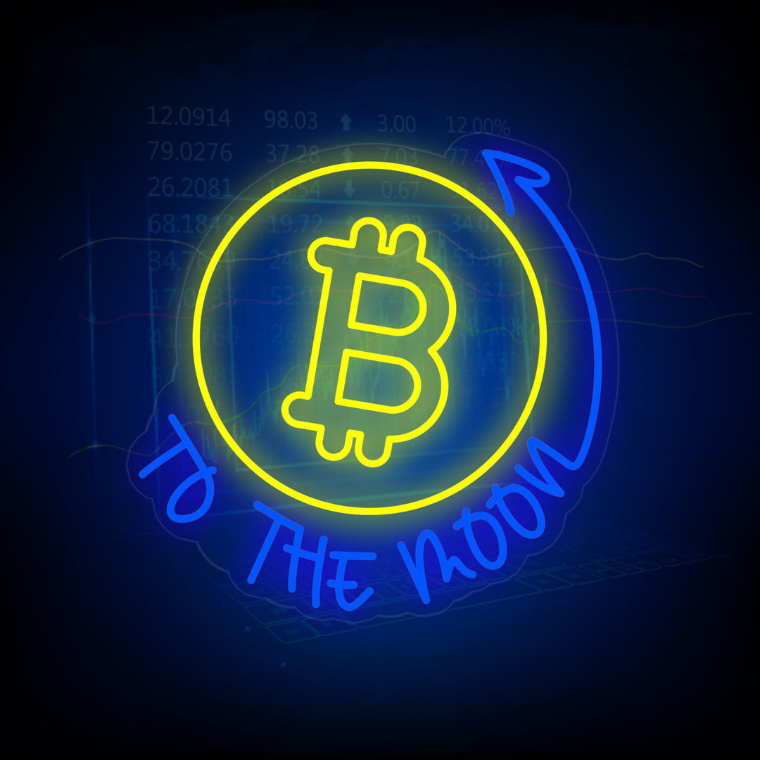 "Bitcoin to the Moon" Insegna al neon