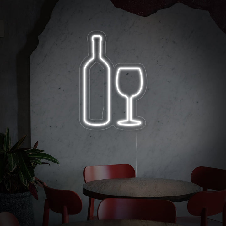 "Bottiglia Di Vino, Calice Di Vino" Insegna al neon