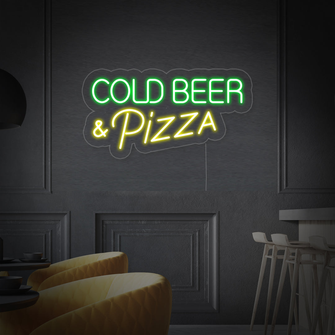"Cold Beer Pizza" Insegna al neon
