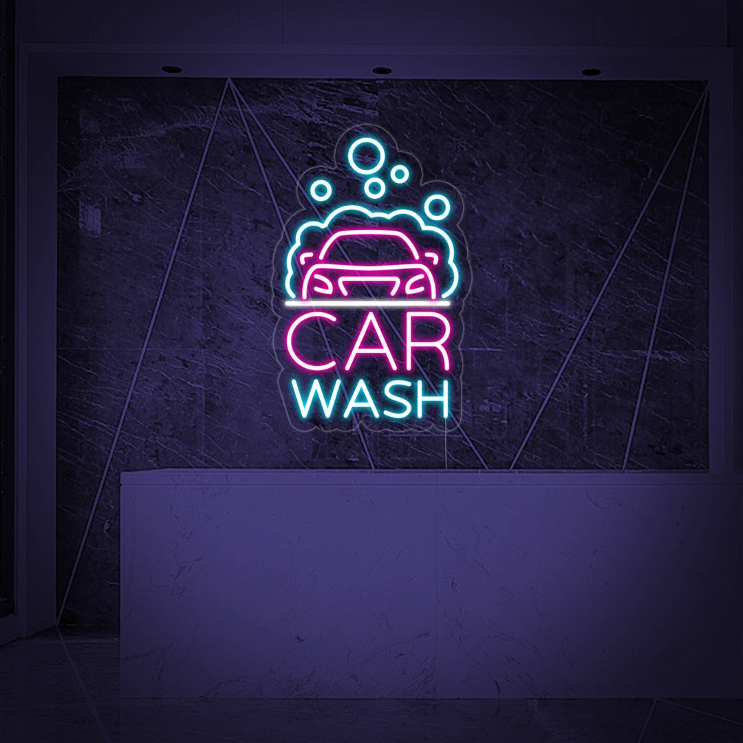 "Car Wash, Logo Autolavaggio" Insegna al neon