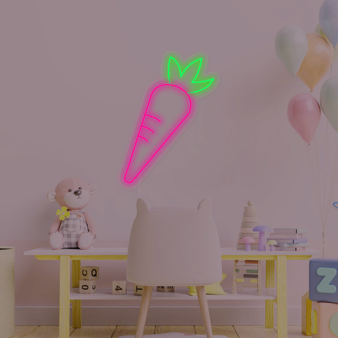 "Carota Vegetale, Decorazione Camera Bambini" Insegna al neon