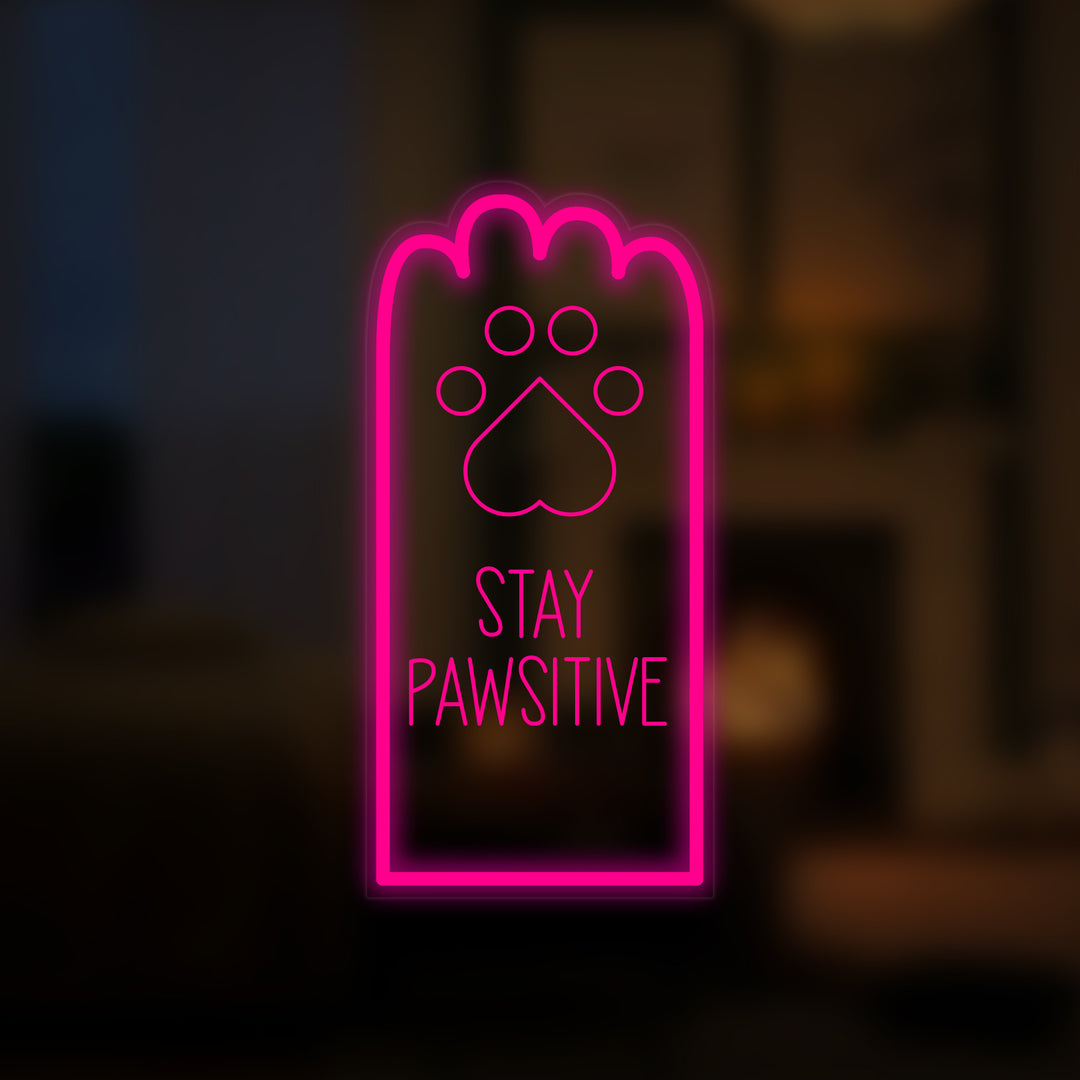 "Stay Paw Positive, Gatto" Mini Insegna al neon