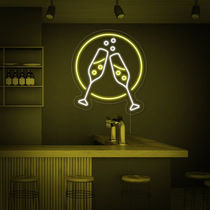 "Flûtes Di Champagne, Cin Cin" Insegna al neon