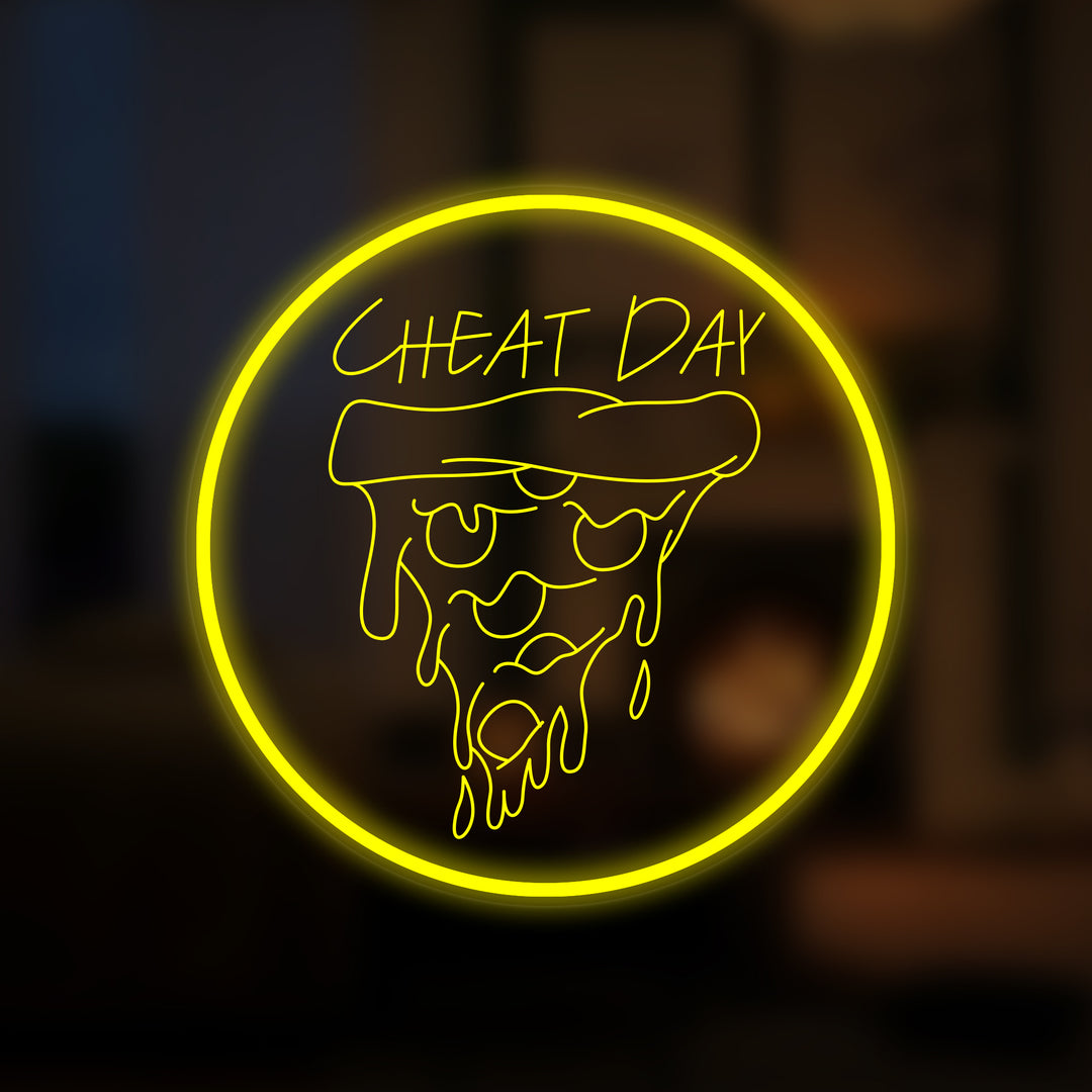 "Cheat Day Pizza" Mini Insegna al neon