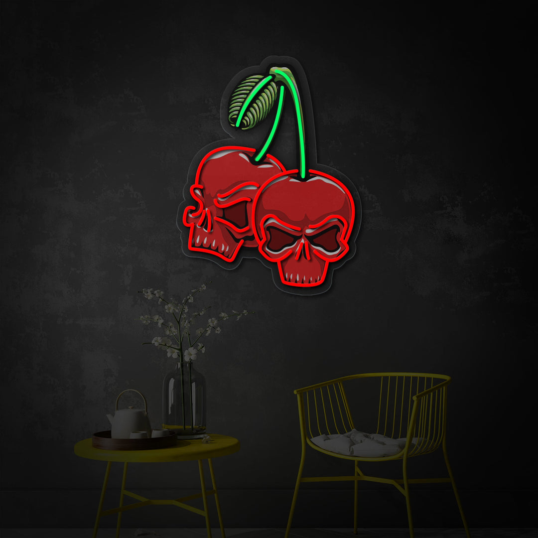 "Skull ciliegia" Insegna al neon a LED stampata con UV