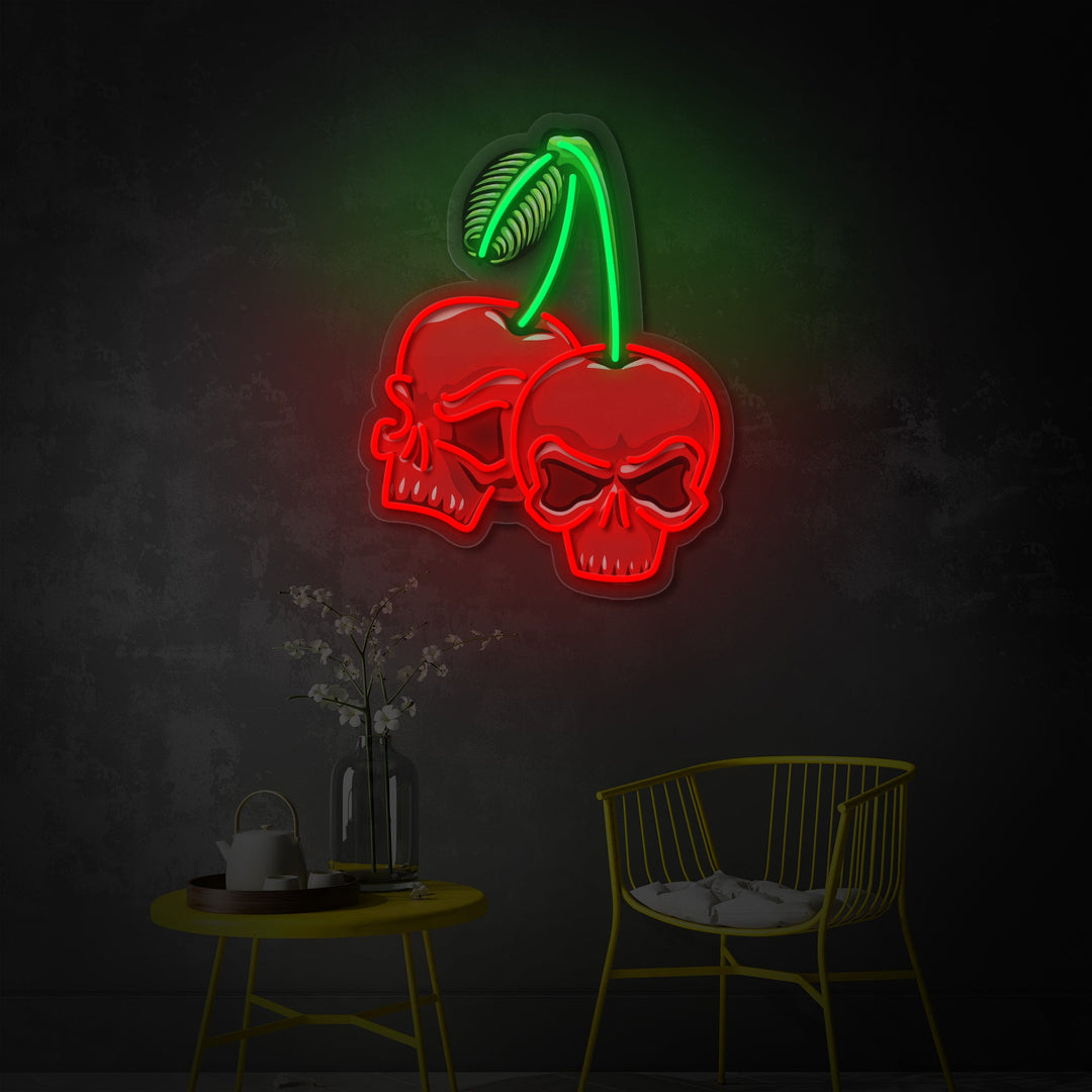 "Skull ciliegia" Insegna al neon a LED stampata con UV