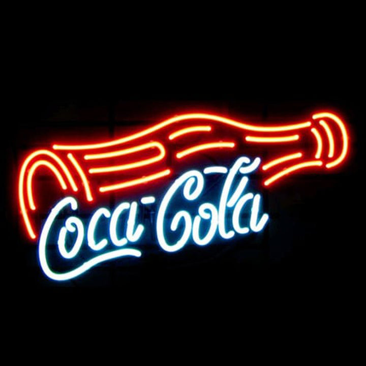 Insegna al neon LED Coca-Cola con silhouette di bottiglia