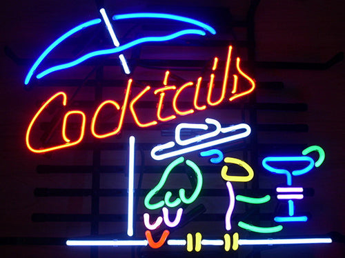 "Cocktails, Pappagallo, Cocktail" Insegna al neon