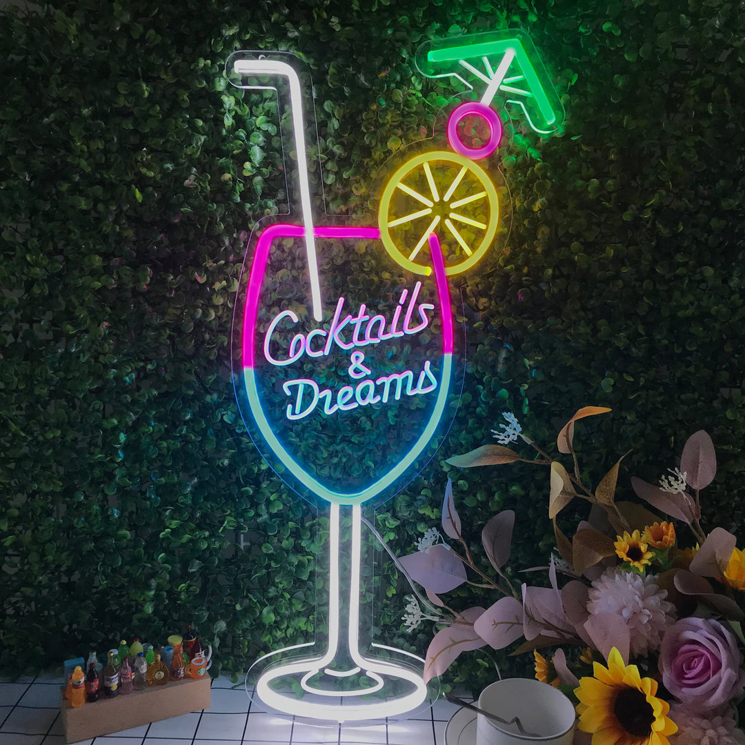 "Cocktails & Dreams" Mini Insegna al neon