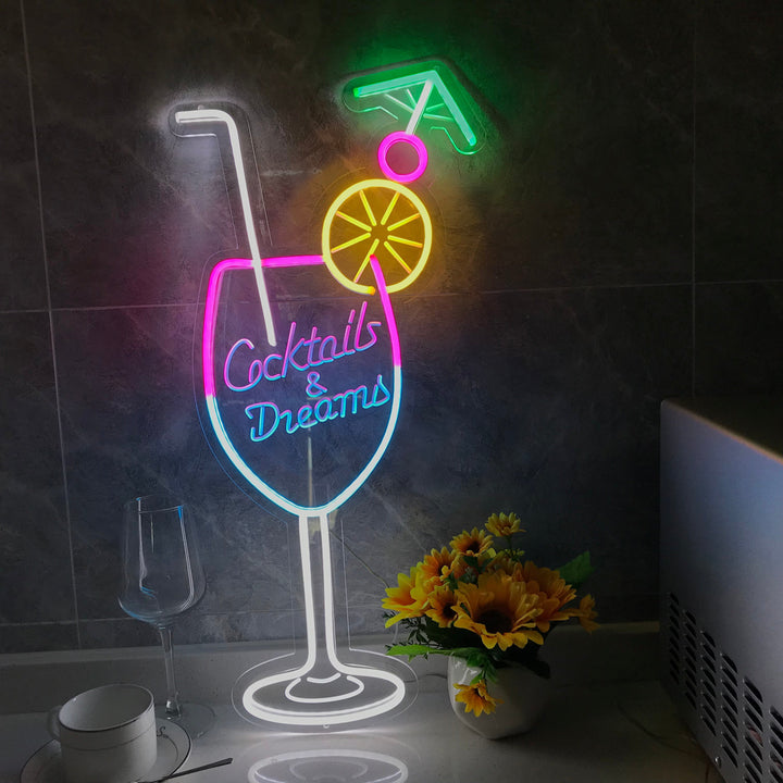 "Cocktails & Dreams" Mini Insegna al neon