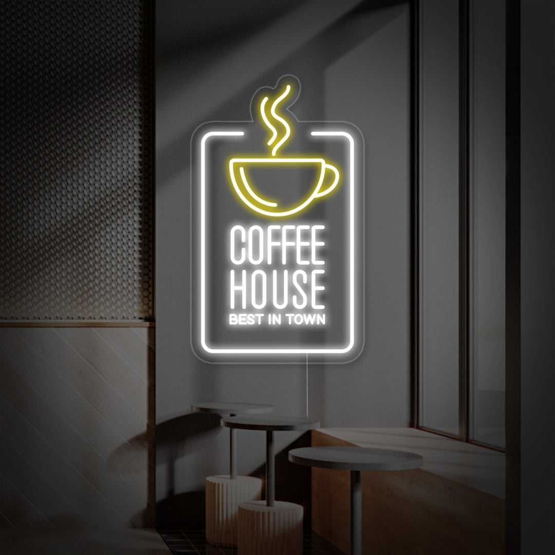 "Coffee House Best In Town" Insegna al neon