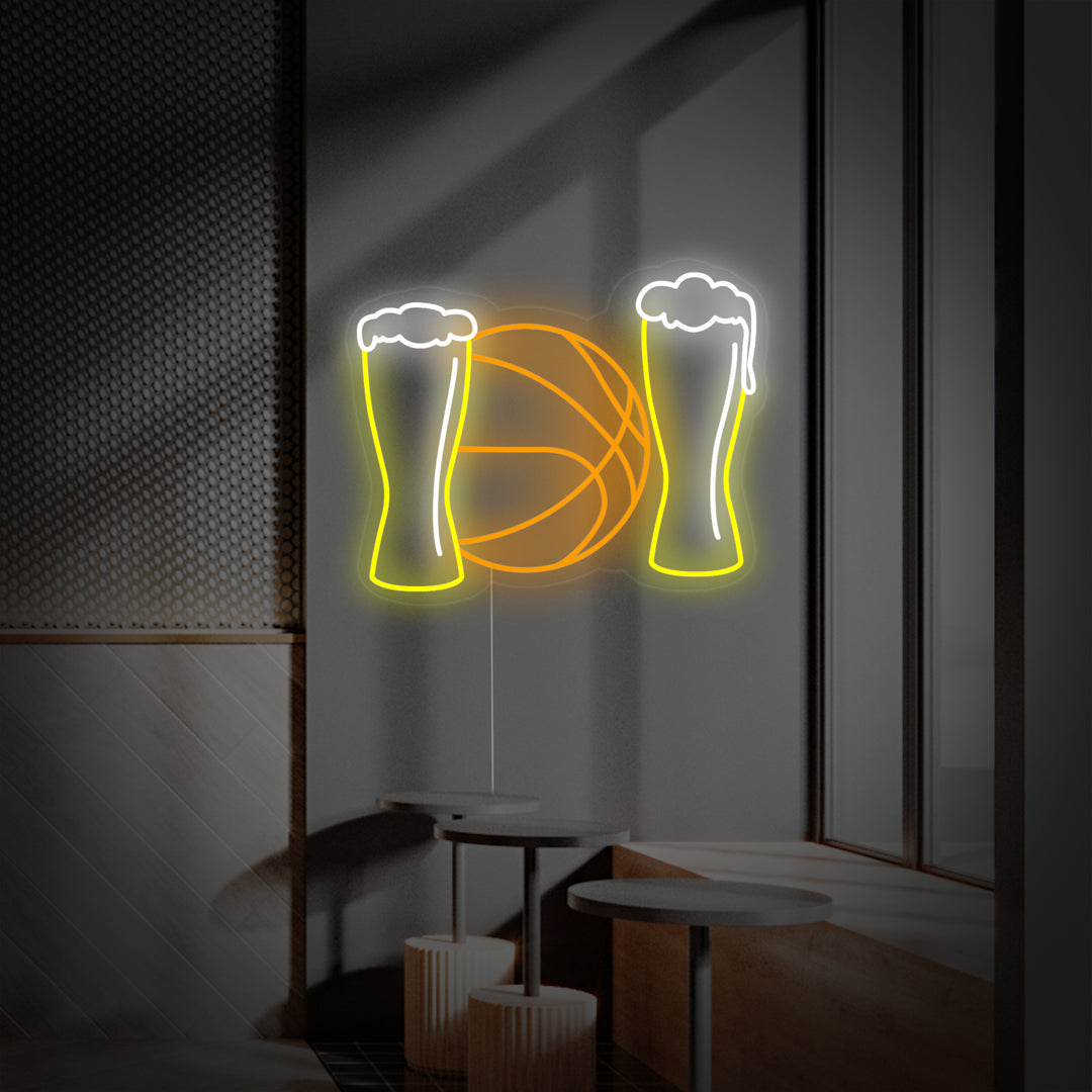 "Birra Fredda E Basket" Insegna al neon