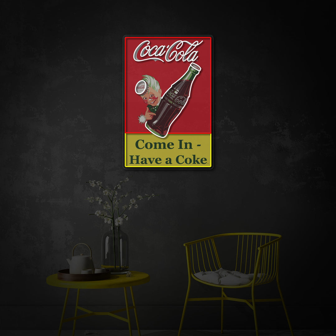 "Come In Have A Coke, logo del negozio" Insegna al neon a LED stampata con UV