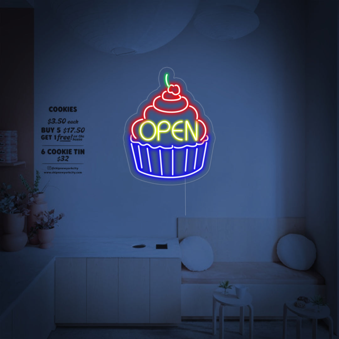 "Cupcake Open" Insegna al neon