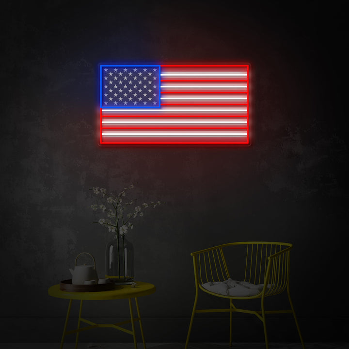 "Nome personalizzato US Flag" Insegna al neon a LED stampata con UV