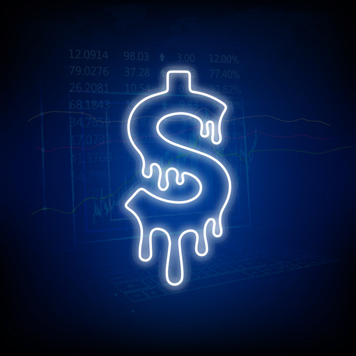 "Simbolo Del Dollaro Che Gocciola" Insegna al neon