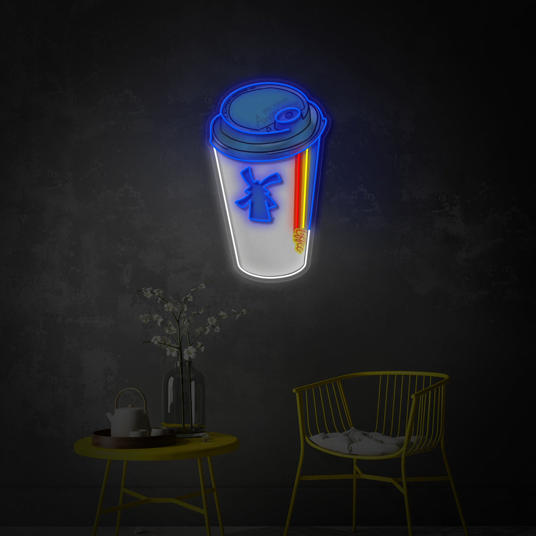 "Dutch Coffee Cup" Insegna al neon a LED stampata con UV