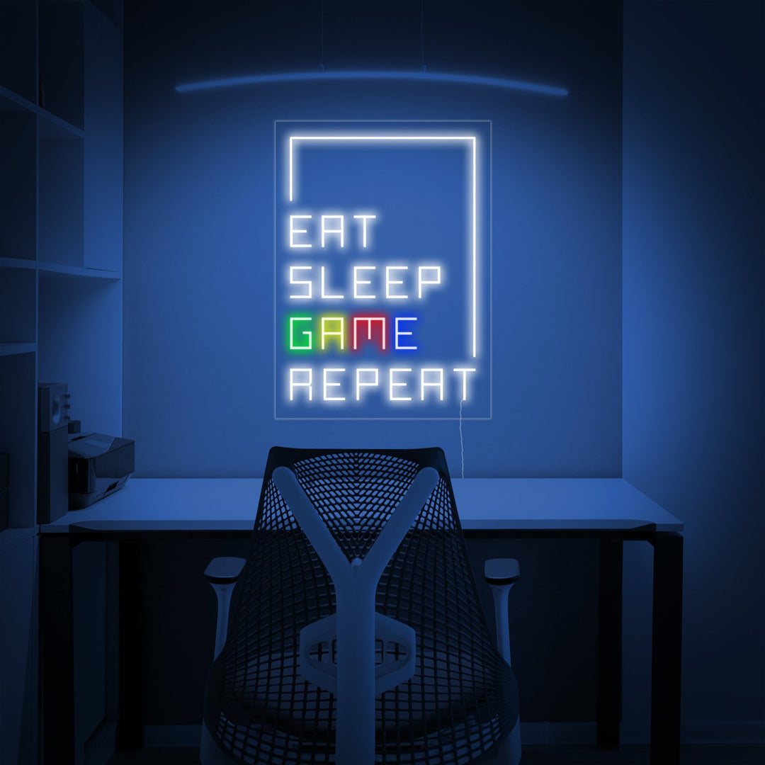 "Eat Sleep Game Repeat, Decorazioni Per Giocatori" Insegna al neon