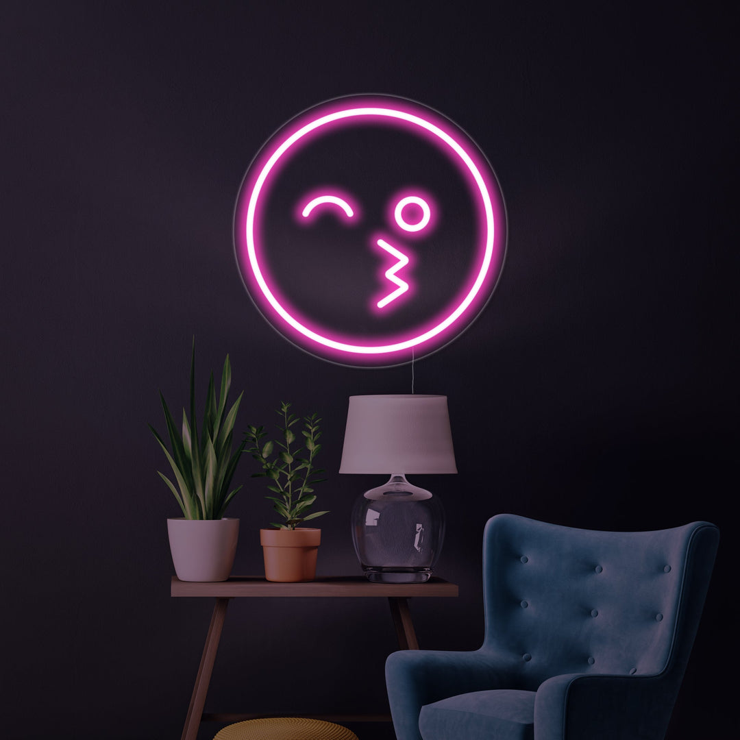"Emoji Ammiccamento Bacio" Insegna al neon