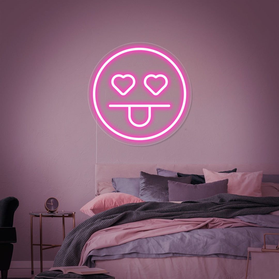 "Emoji Occhi A Cuore Sorridenti" Insegna al neon