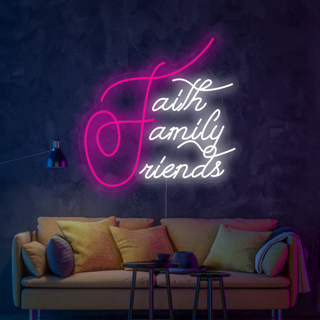 "Faith Family Friends" Insegna al neon