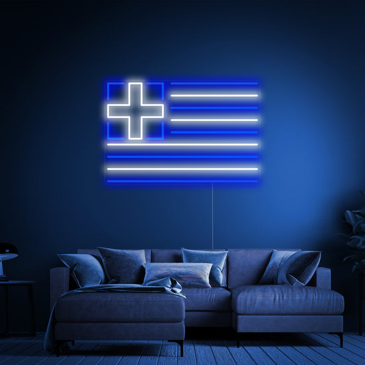 "Bandiera Della Grecia" Insegna al neon