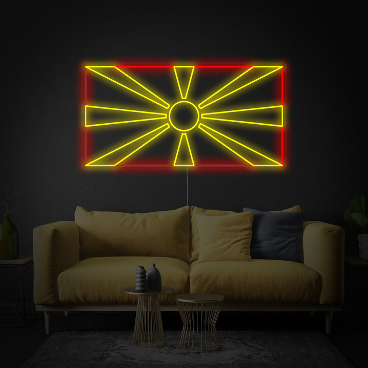 "Bandiera Del Nord Macedonia" Insegna al neon