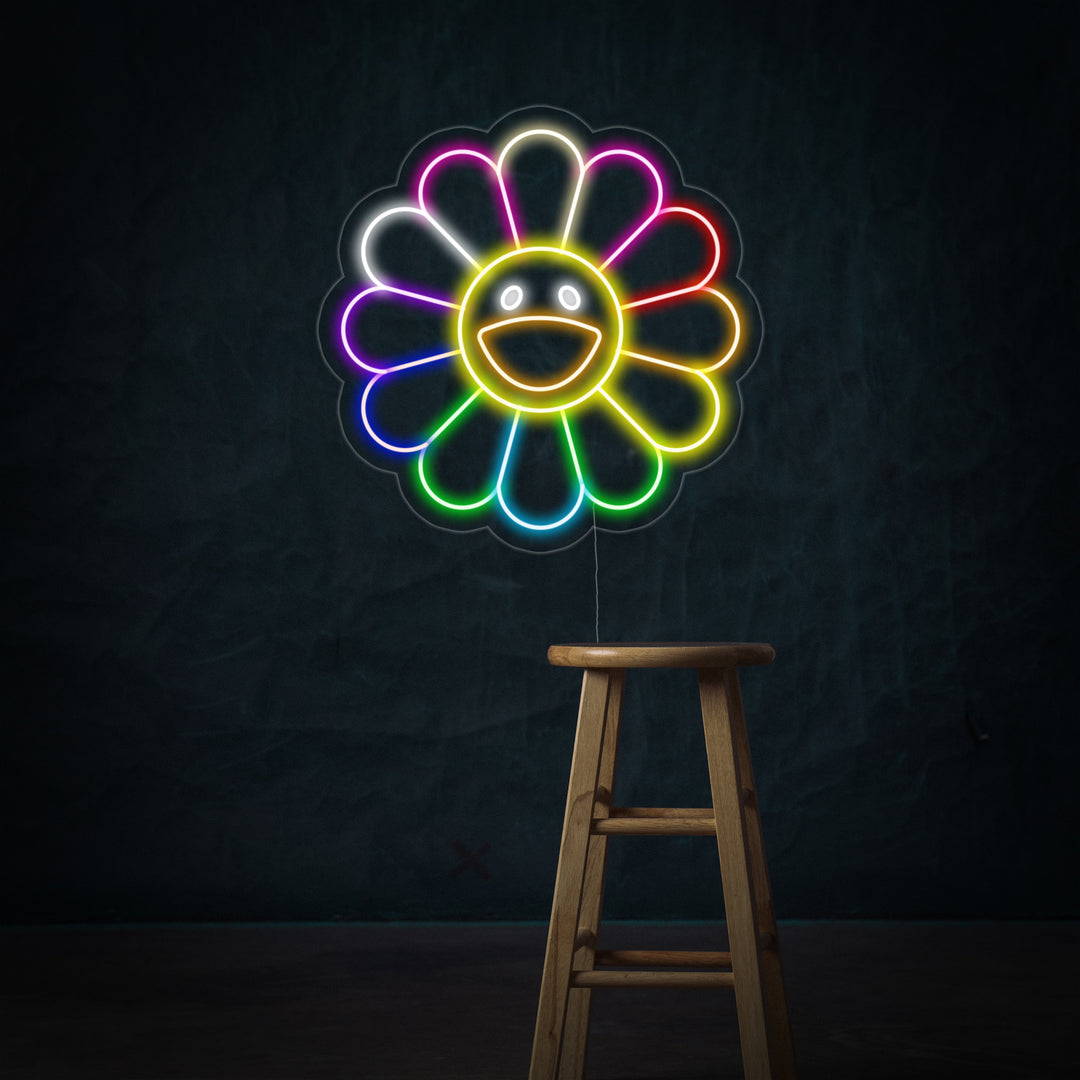 "Fiore Arcobaleno" Insegna al neon