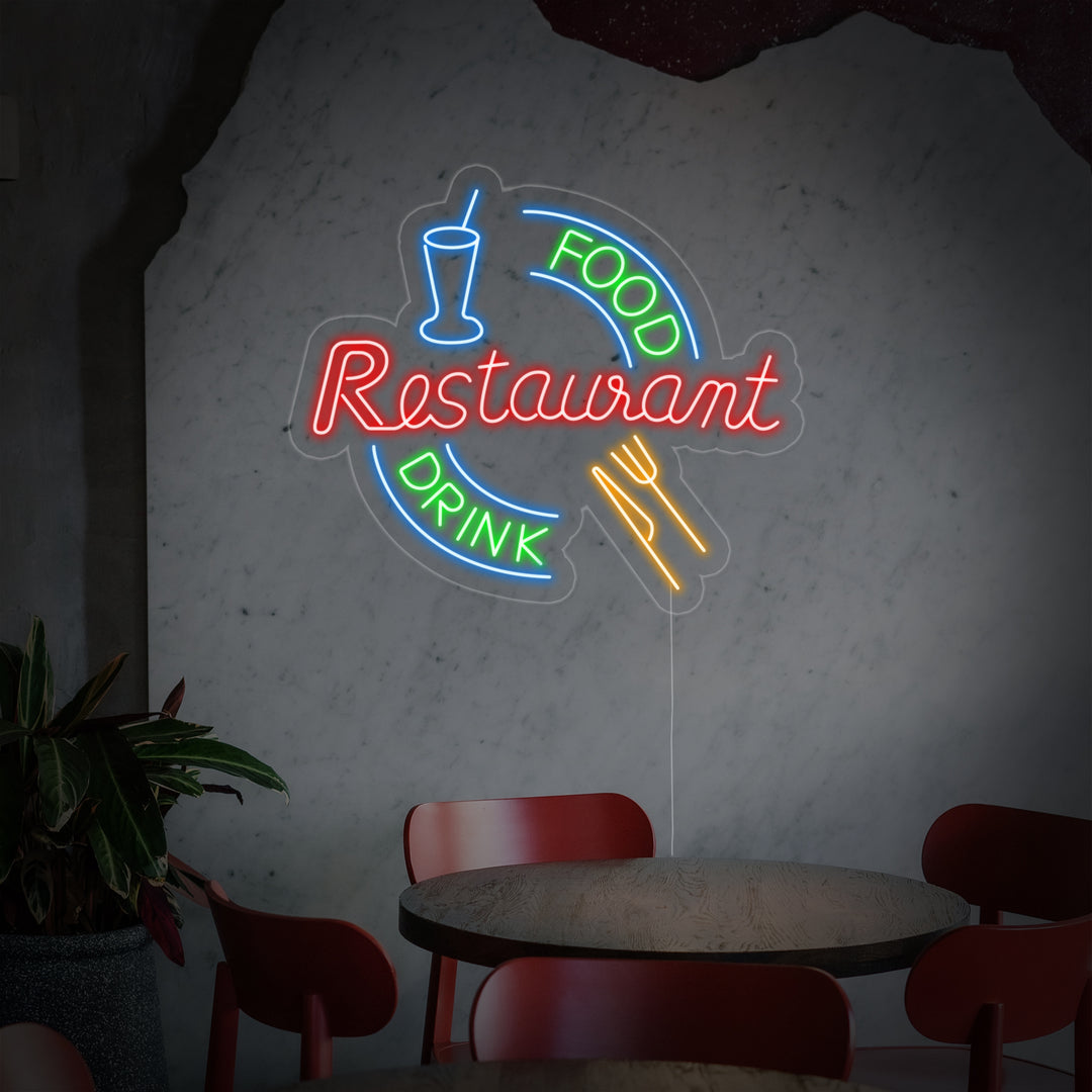 "Food And Drink Restaurant" Insegna al neon