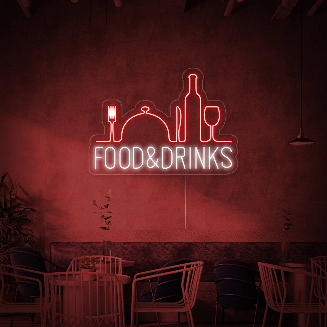 "Food and Drinks, Bar, ristorante" Insegna al neon