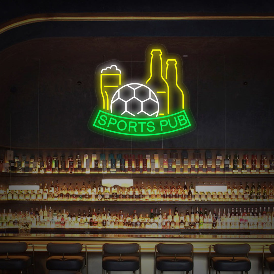 "Calcio, birra, Sports Pub" Insegna al neon