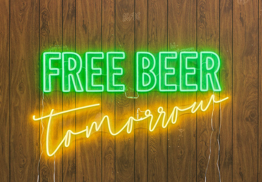 "Free Beer Tomorrow" Insegna al neon