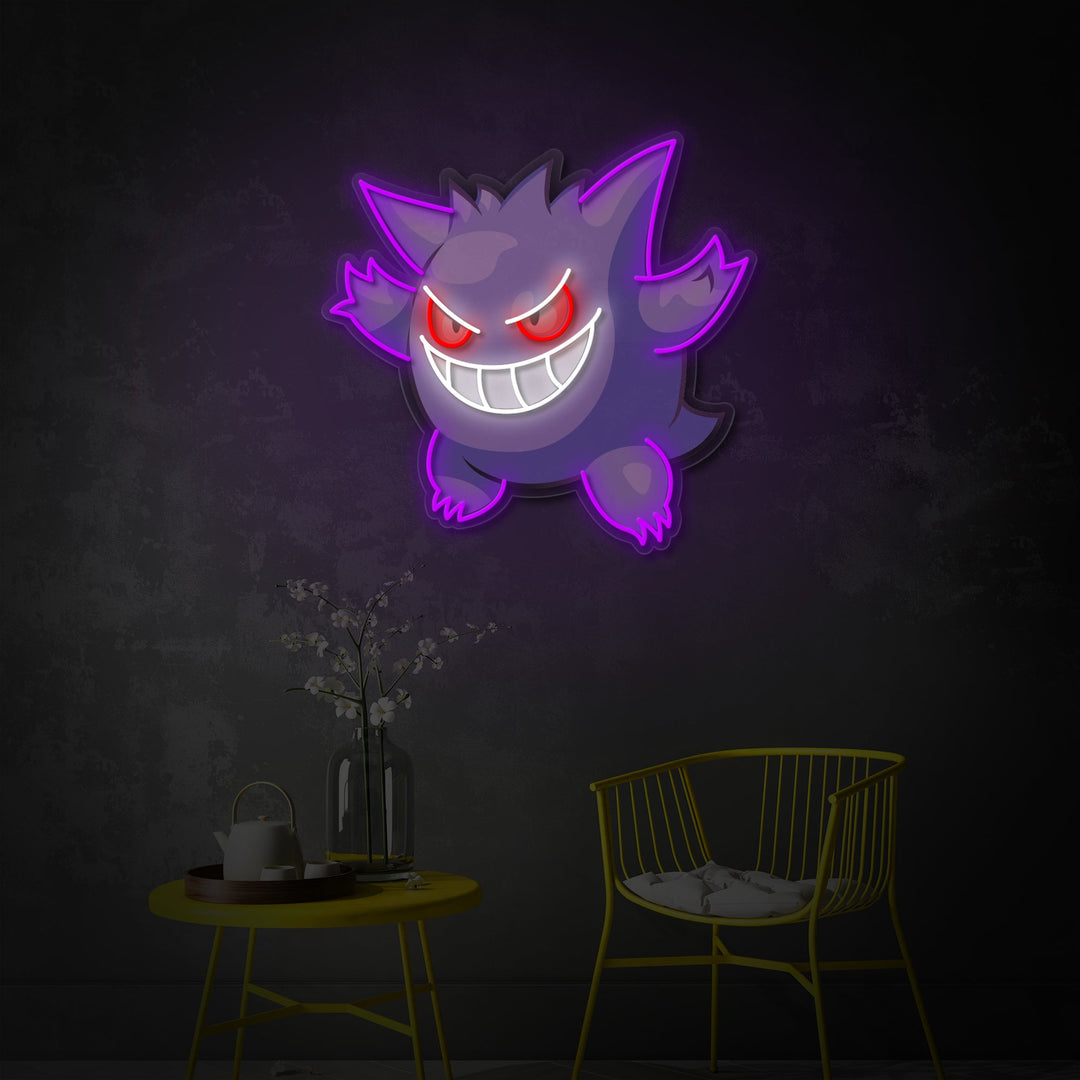 "Gengar, decorazione del gioco" Insegna al neon a LED stampata con UV