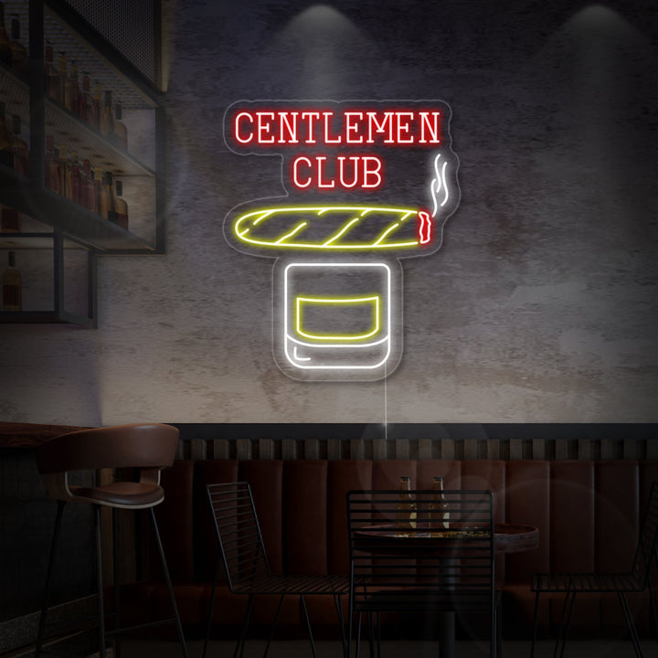 "Gentlemen Club Whisky Sigaro" Insegna al neon