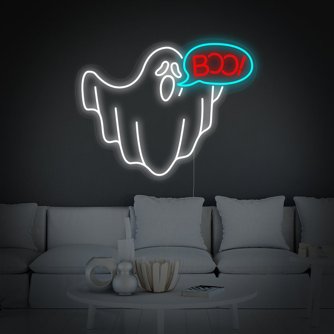 "boo, Fantasma, Halloween" Insegna al neon
