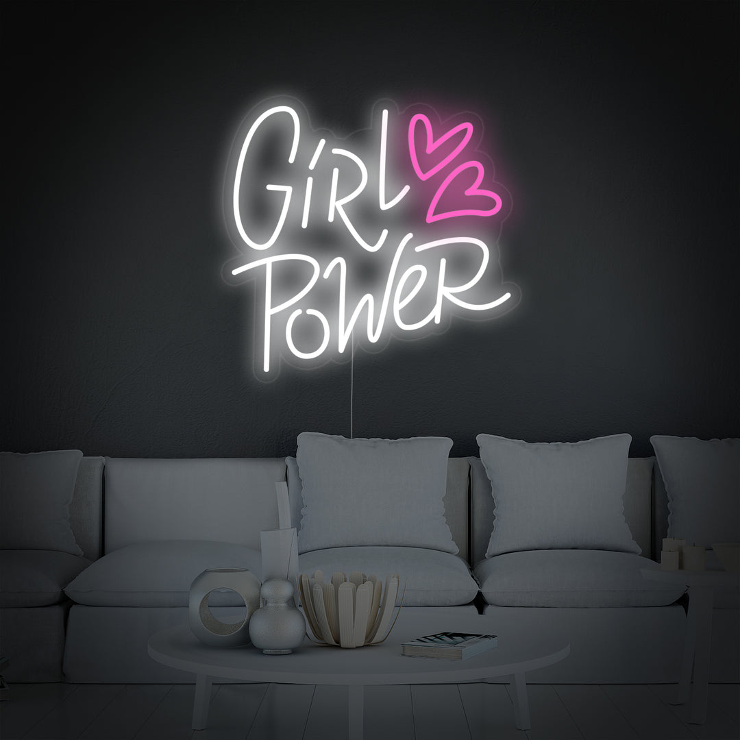 "Girl Power Hearts" Insegna al neon