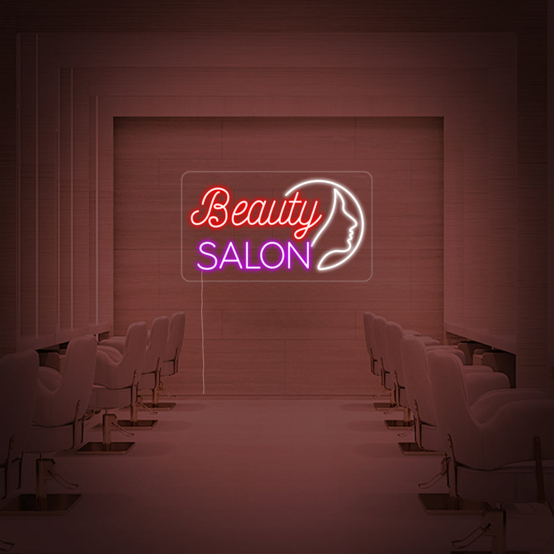 "Beauty Salon, Viso Di Ragazza" Insegna al neon