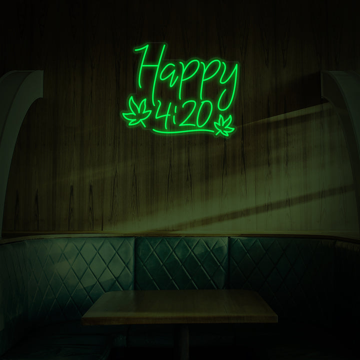 "Happy 420 Marijuana Cannabis" Insegna al neon