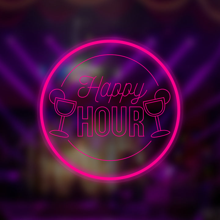 "Happy Hour" Insegna al neon In Miniatura, Cocktail