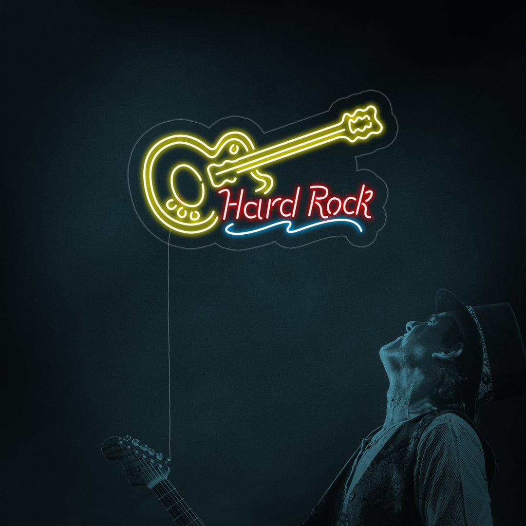 "Hard Rock, Musica, Chitarra" Insegna al neon