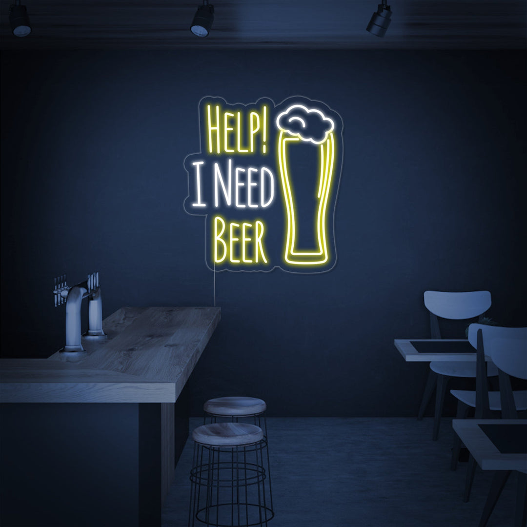 "Help I Need Beer" Insegna al neon