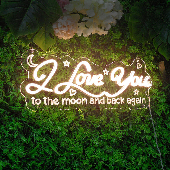 "I Love You To The Moon And Back Again" Mini Insegna al neon
