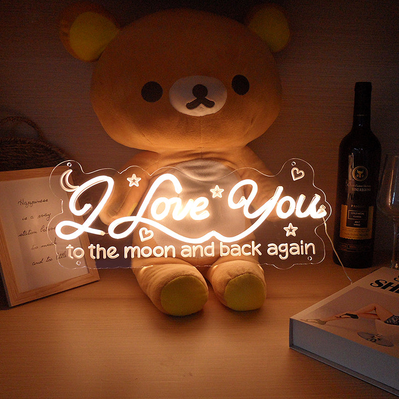 "I Love You To The Moon And Back Again" Mini Insegna al neon