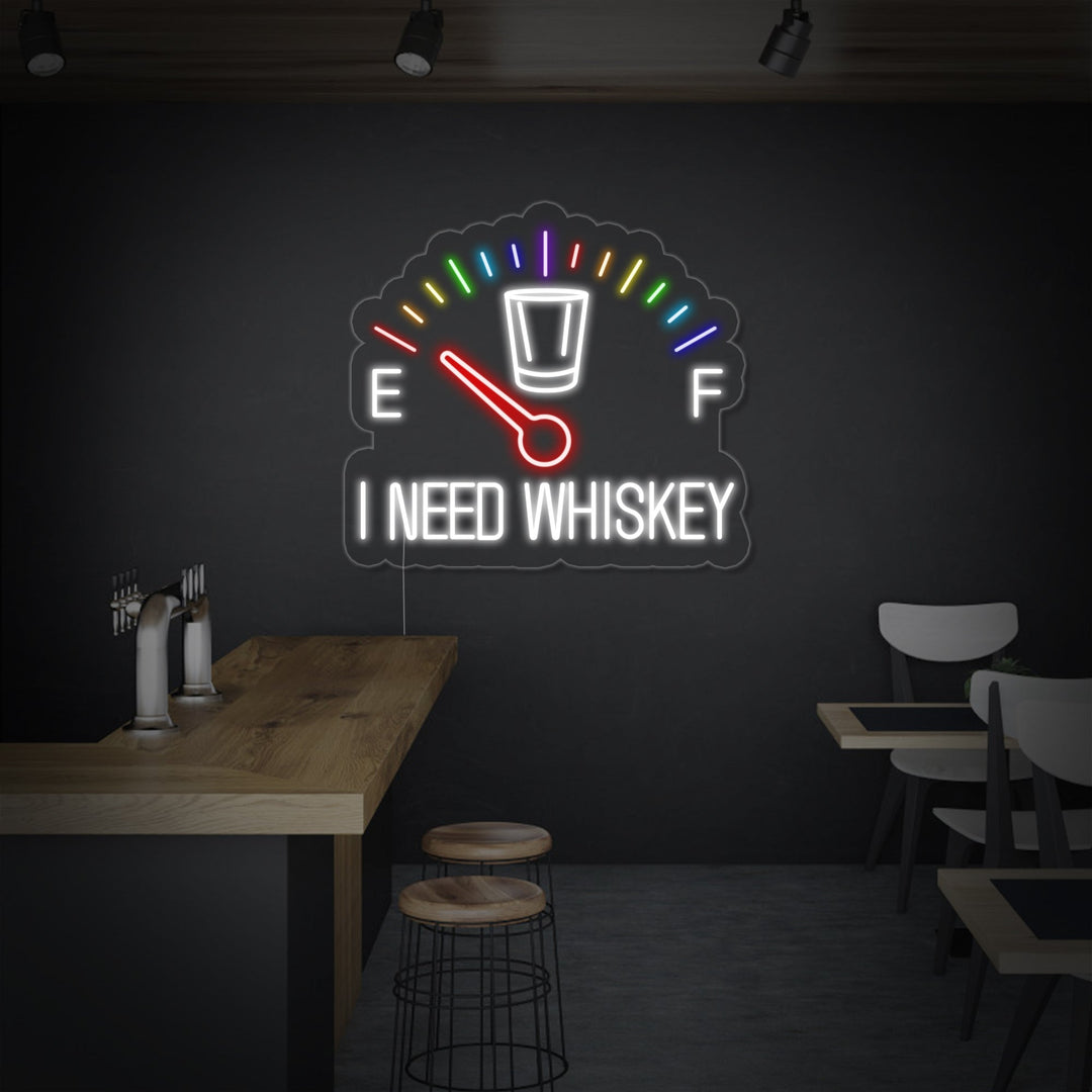 "I Need Whiskey Orologio" Insegna al neon