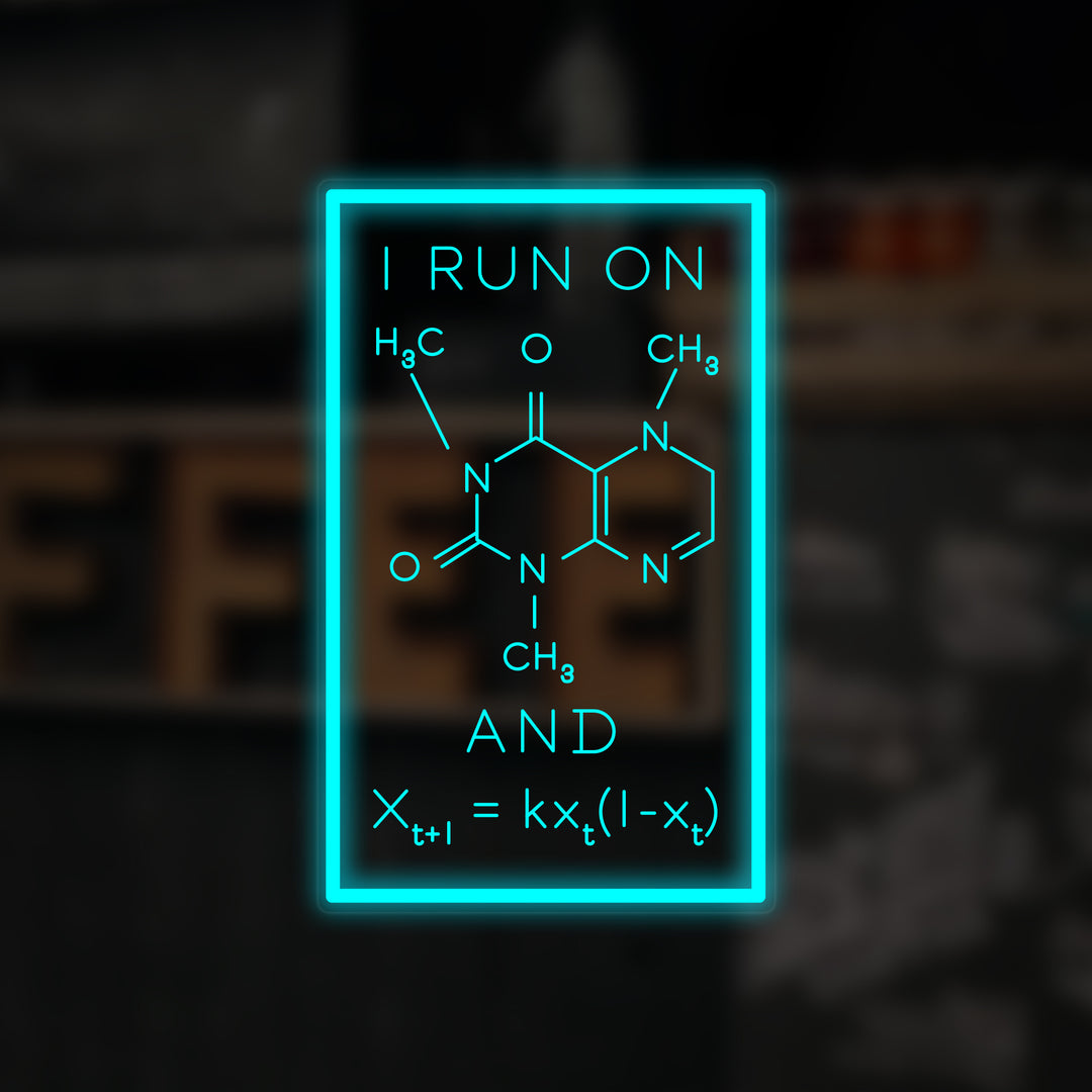 "I Run On Caffeine, Formula" Mini Insegna al neon