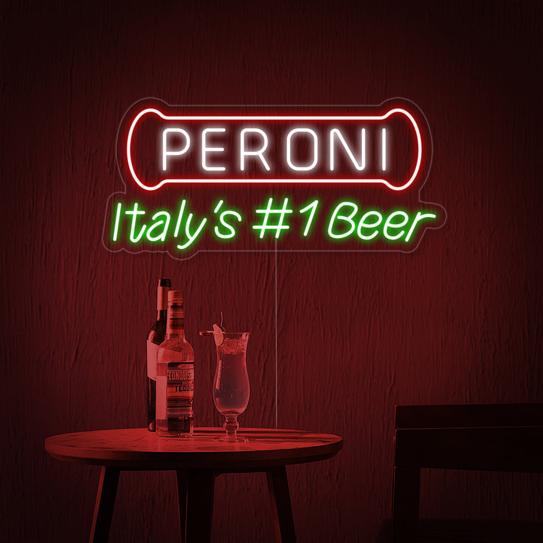 "Italy Beer Peroni Bar" Insegna al neon