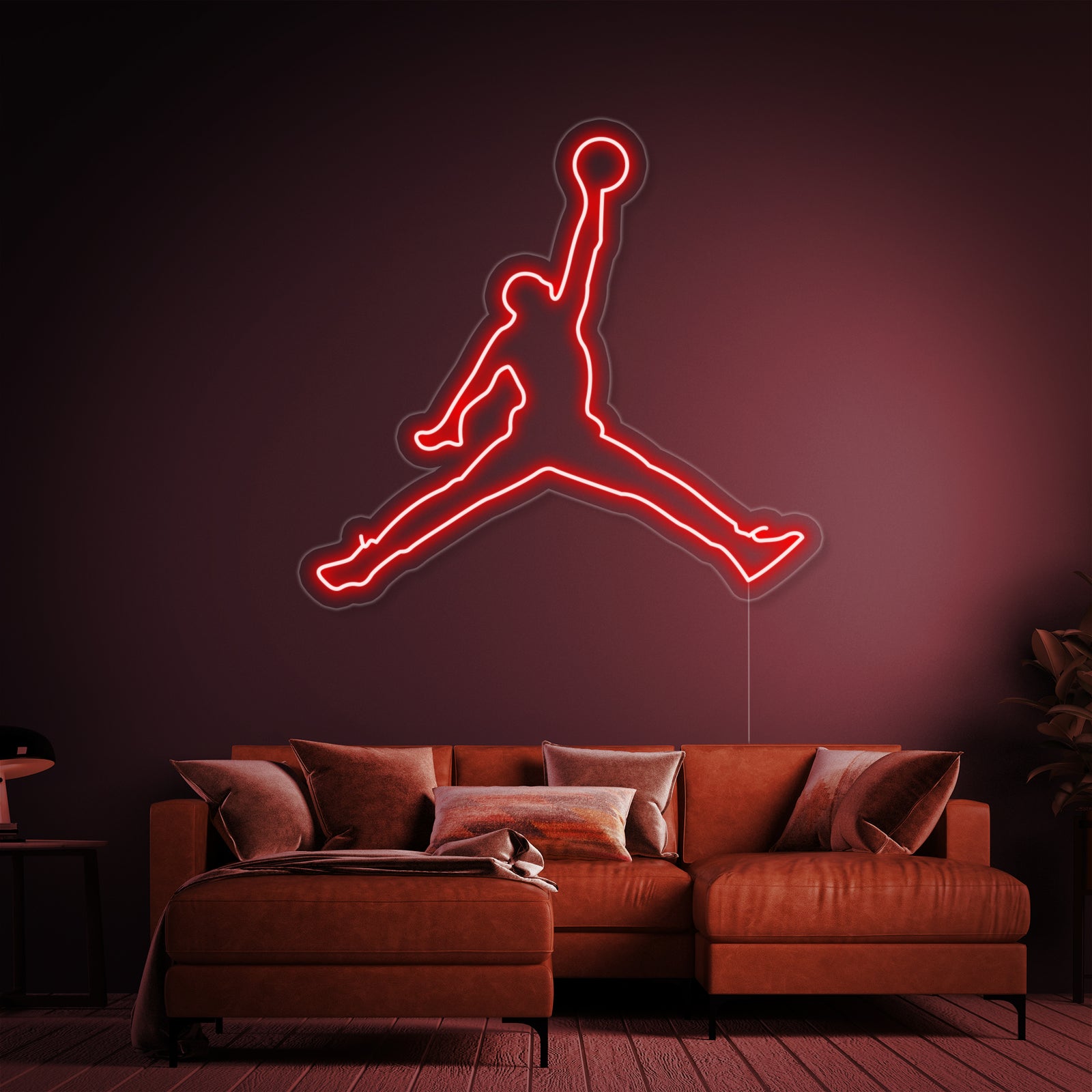 Insegna neon LED silhouette Jumpman rosso