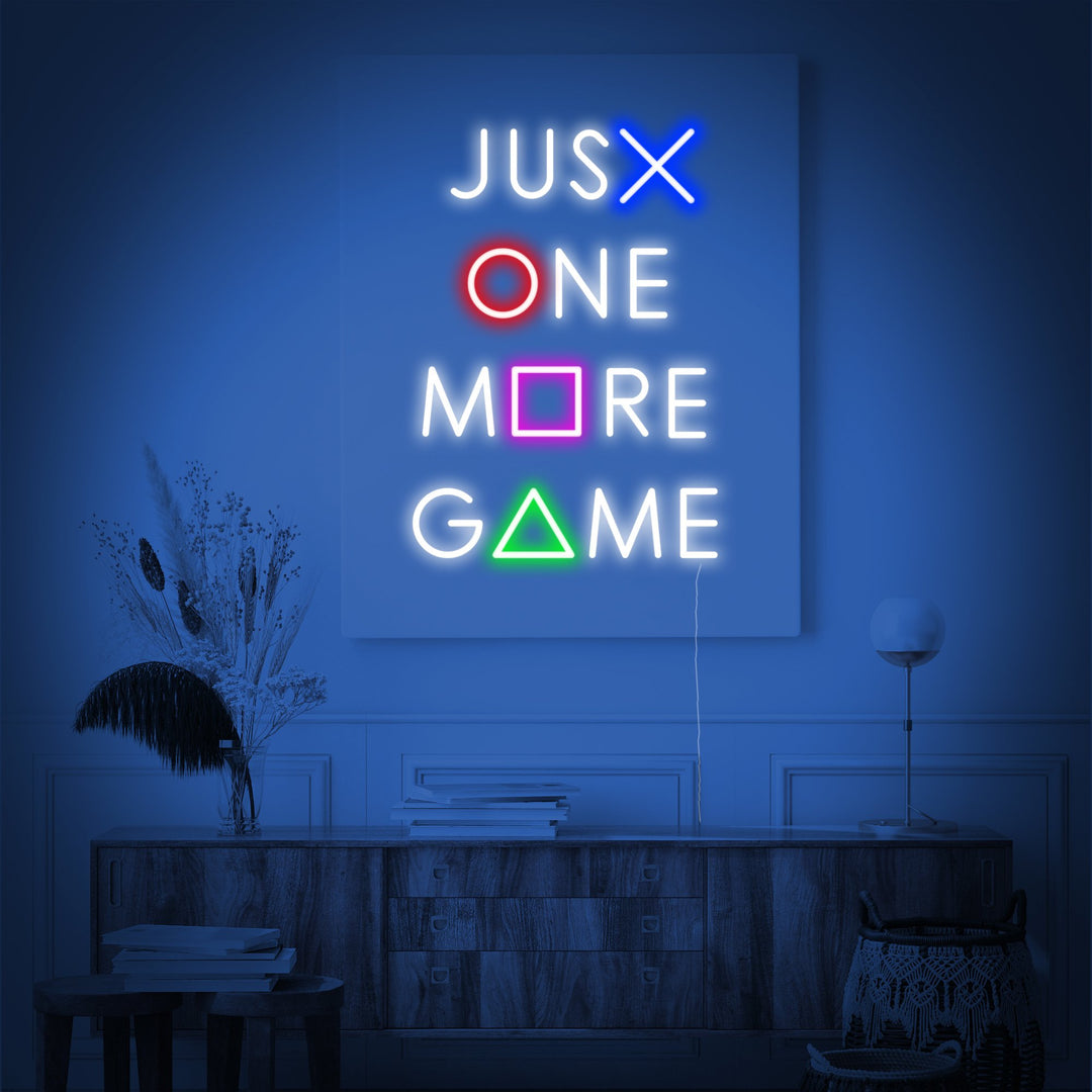 "Just One More Game, Decorazione Da Gioco" Insegna al neon