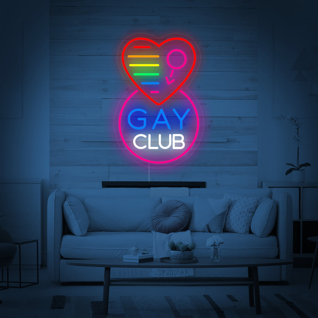 "Bandiera Arcobaleno Lgbt Pride Unica, Gay Club" Insegna al neon